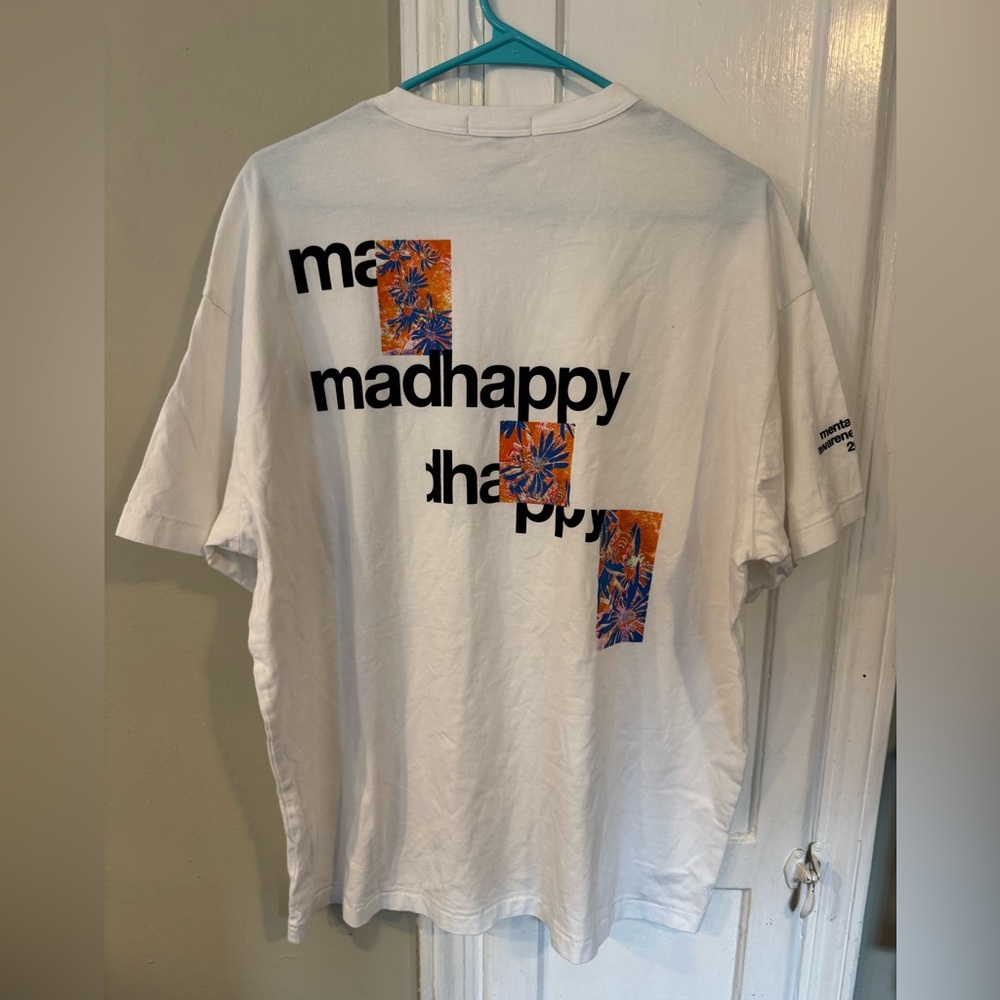 Madhappy White Tee with Orange and Blue Graphic